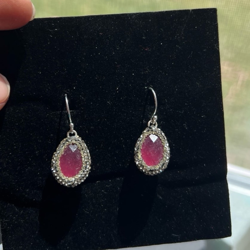 Gorgeous Ruby Crystal Hematite Finish Dangle Drop… - image 8